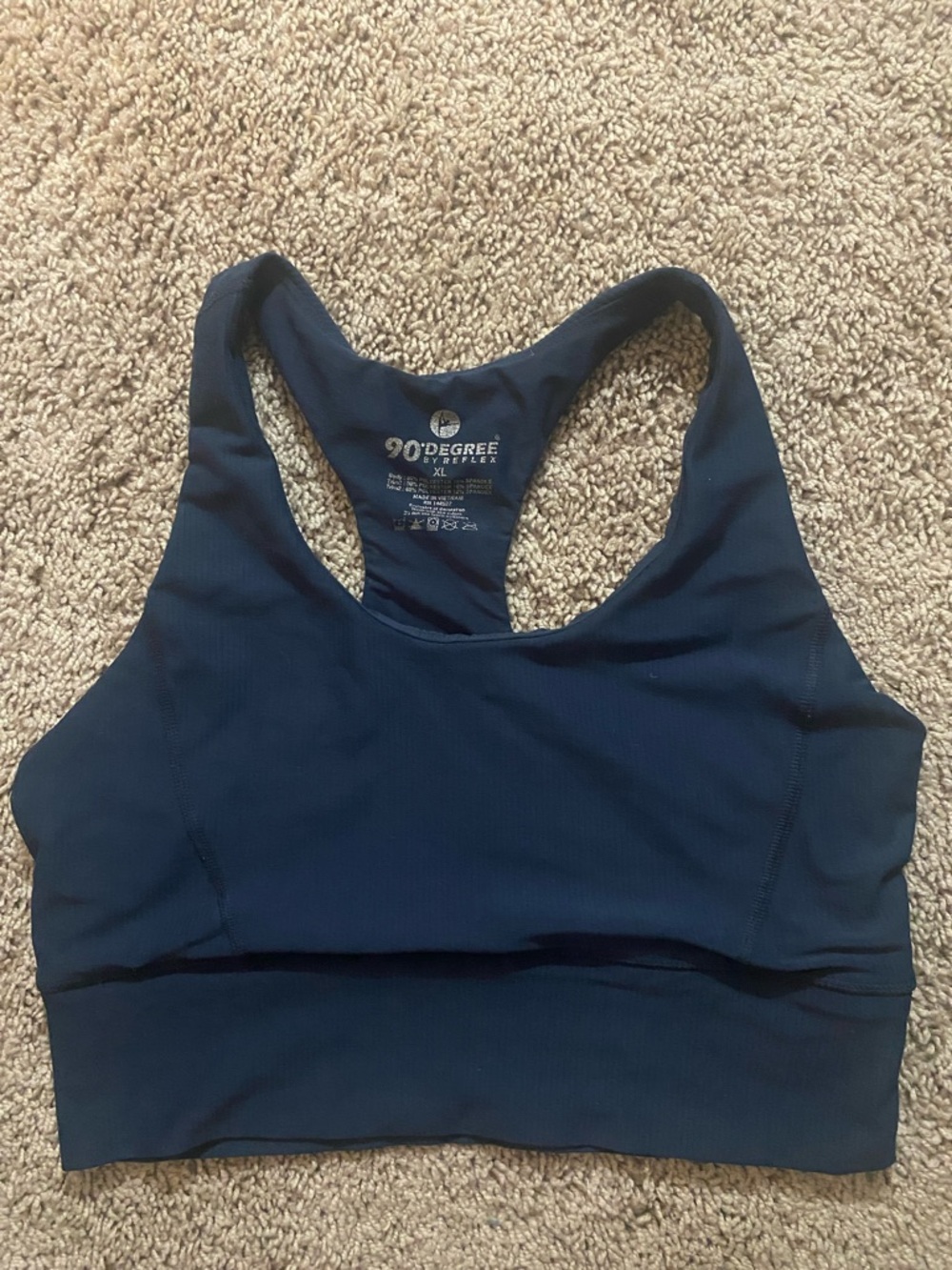 90 Degree By Reflex Navy Racerback Seamless Sports Bra